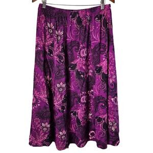 Vintage Blair 90s Skirt Womens Size Large Purple Floral Paisley Midi Boho Indie